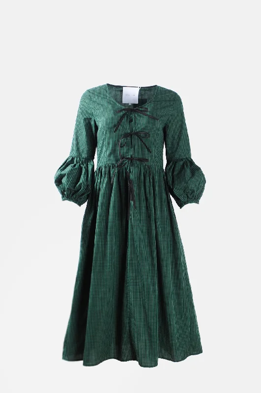 Greta Dress Side Pockets Green Check