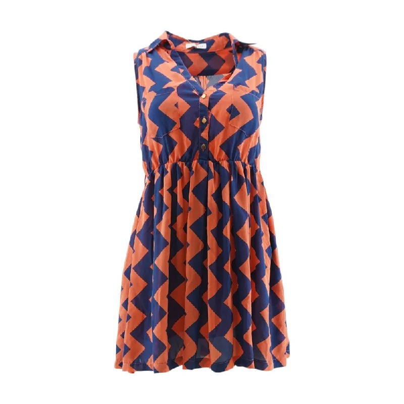 Navy Chevron Midi Dress
