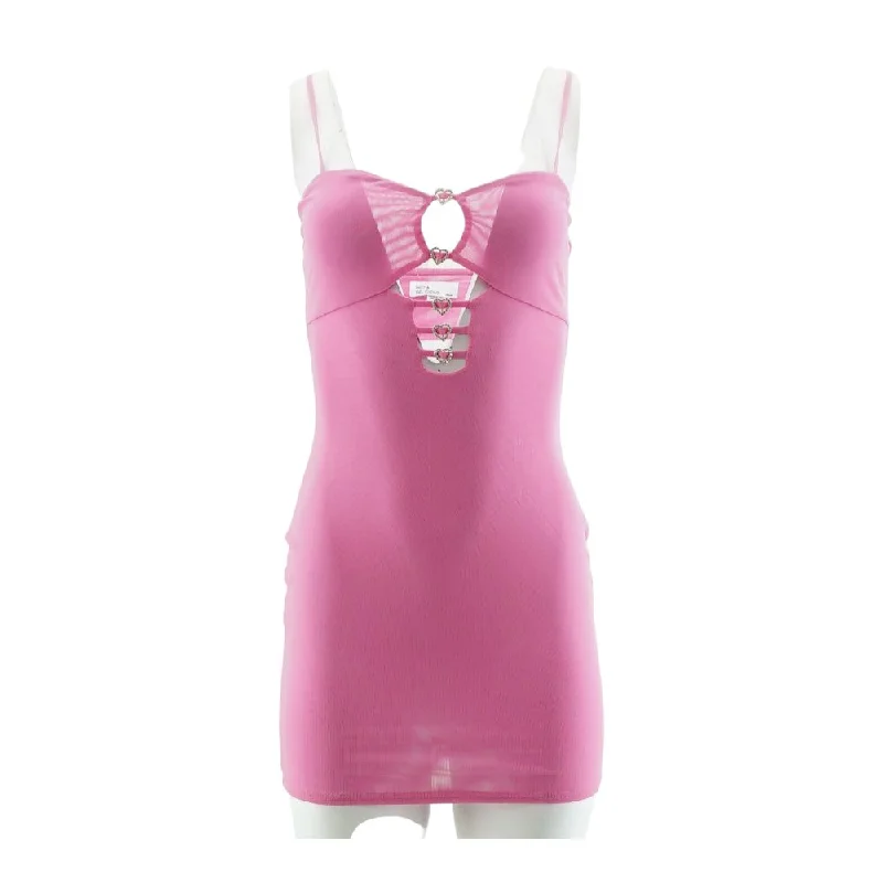Pink Solid Mini Dress