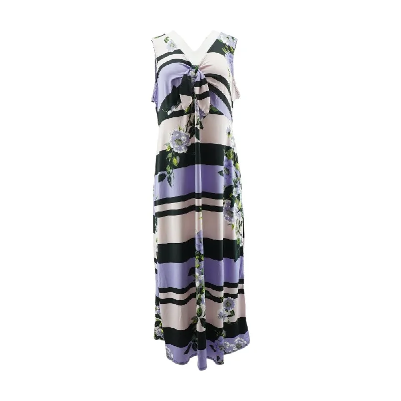 Purple Striped Midi Dress