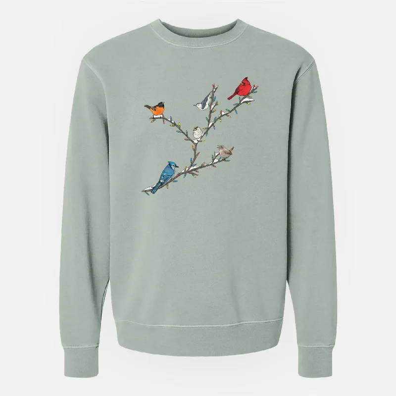 Christmas Backyard Birds - Unisex Pigment Dyed Crew Sweatshirt