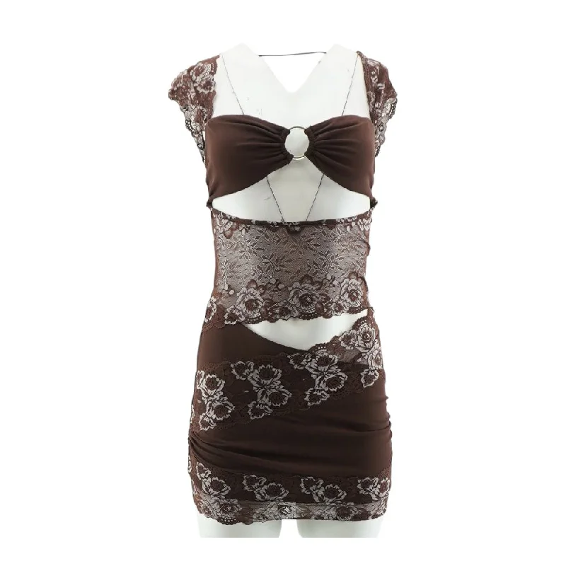 Brown Solid Mini Dress