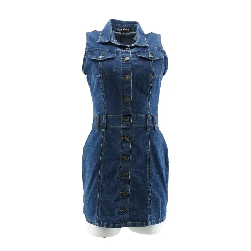 Navy Solid Midi Dress