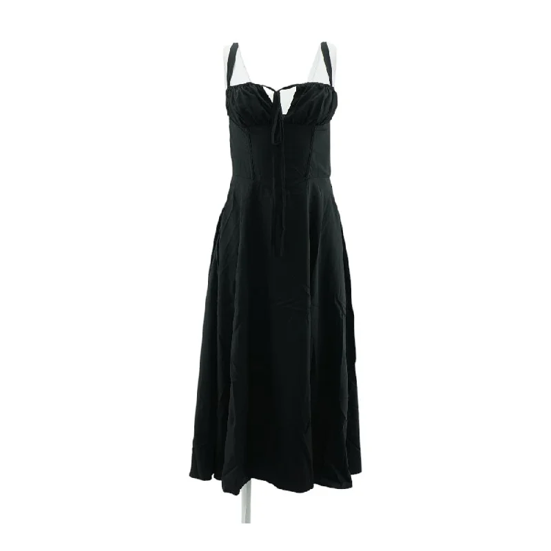 Black Solid Midi Dress