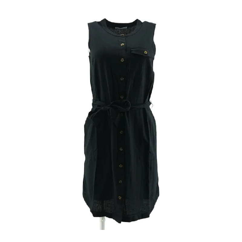 Black Solid Midi Dress