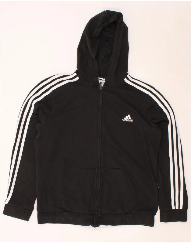 ADIDAS Womens Zip Hoodie Sweater UK 16/18 Large Black Cotton