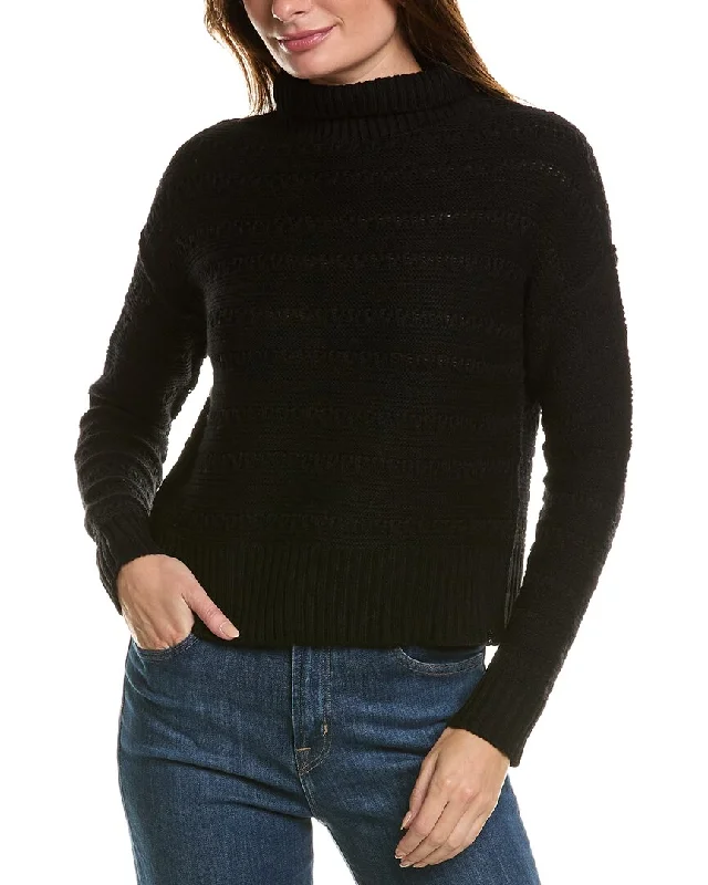 Forte Cashmere Crop Textured Mock Neck Wool & Cashmere-Blend Sweater