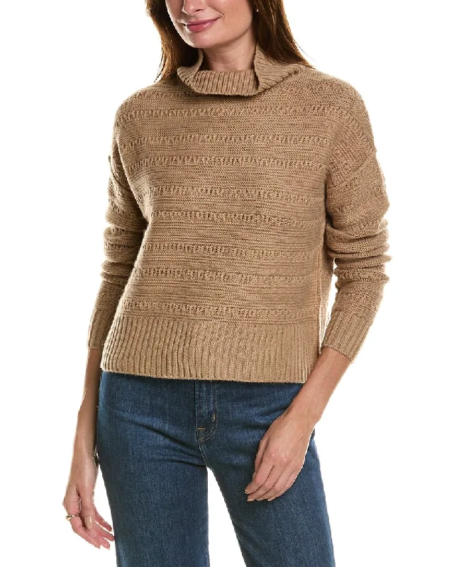 Forte Cashmere Crop Textured Mock Neck Wool & Cashmere-Blend Sweater