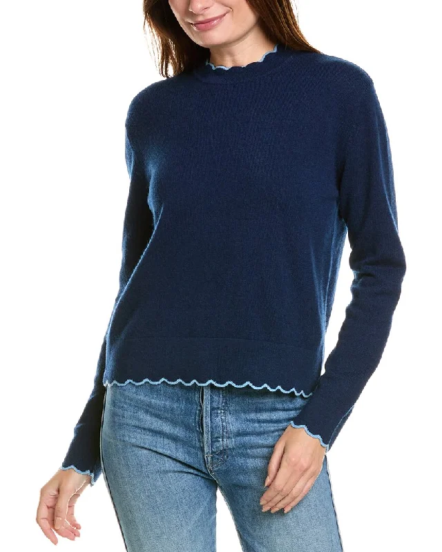 Forte Cashmere Scallop Edge Boxy Cashmere Sweater