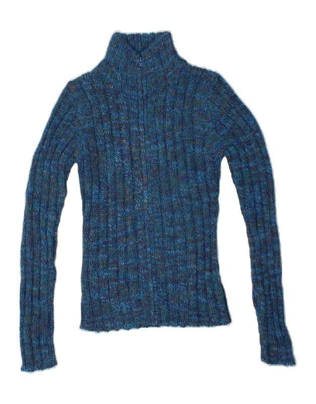 MARLBORO CLASSICS Womens Cardigan Sweater UK 10 Small Blue Flecked Acrylic