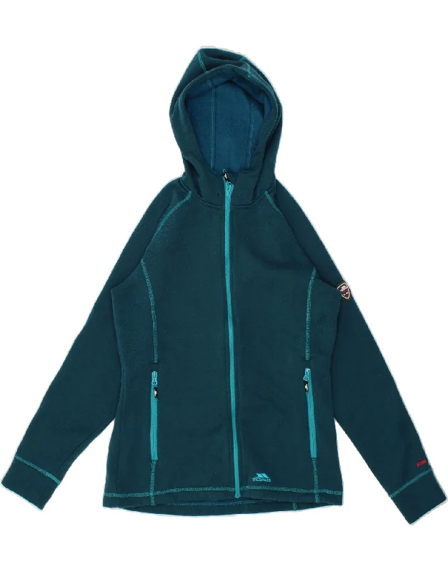 TRESPASS Womens Zip Hoodie Sweater UK 14 Large Blue Polyester