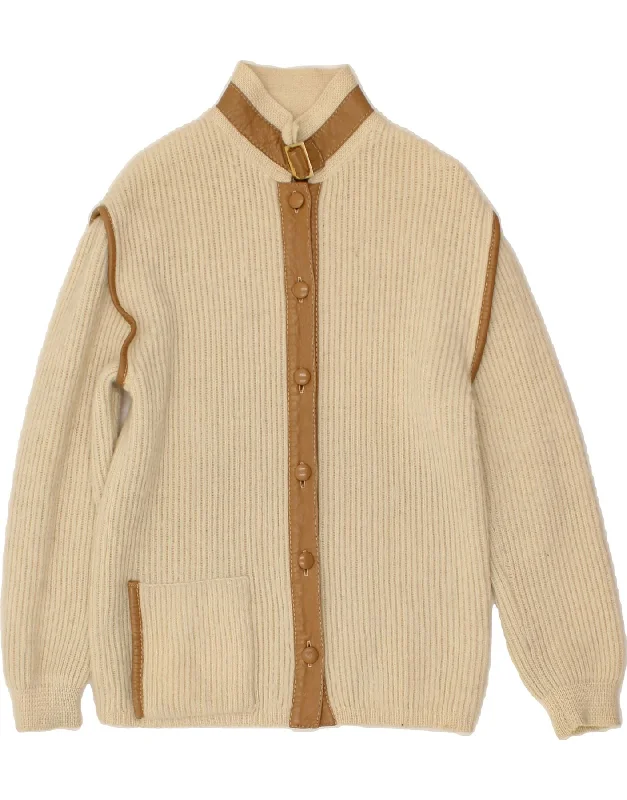 VINTAGE Womens Cardigan Sweater UK 14 Large Beige