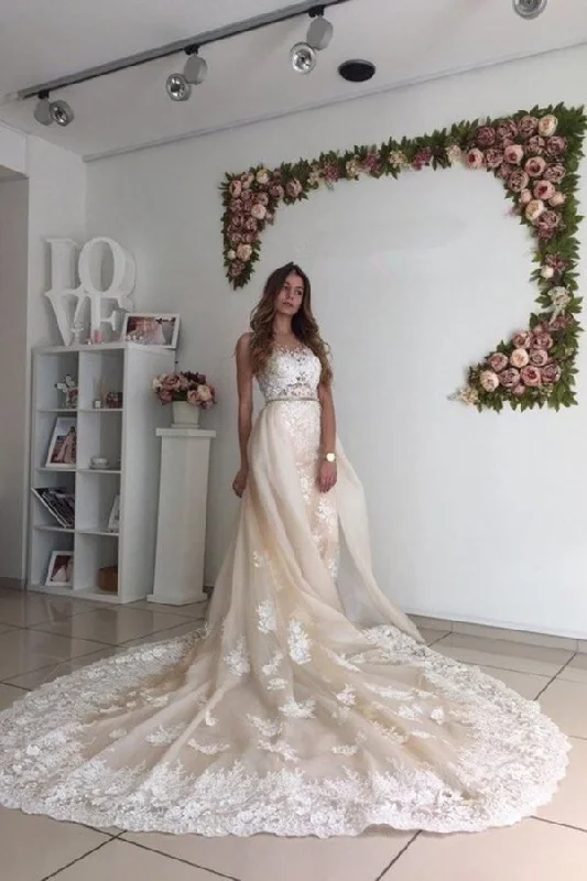 2024 Tulle Wedding Dresses Mermaid Scoop With Applique Chapel PYECFA7C Mermaid Style Gown 2024 Tulle Wedding Dresses Mermaid Scoop With Applique Chapel PYECFA7C Mermaid Style Gown