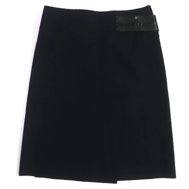 Celine Wool Phoebe Cut Wrap Skirt Navy