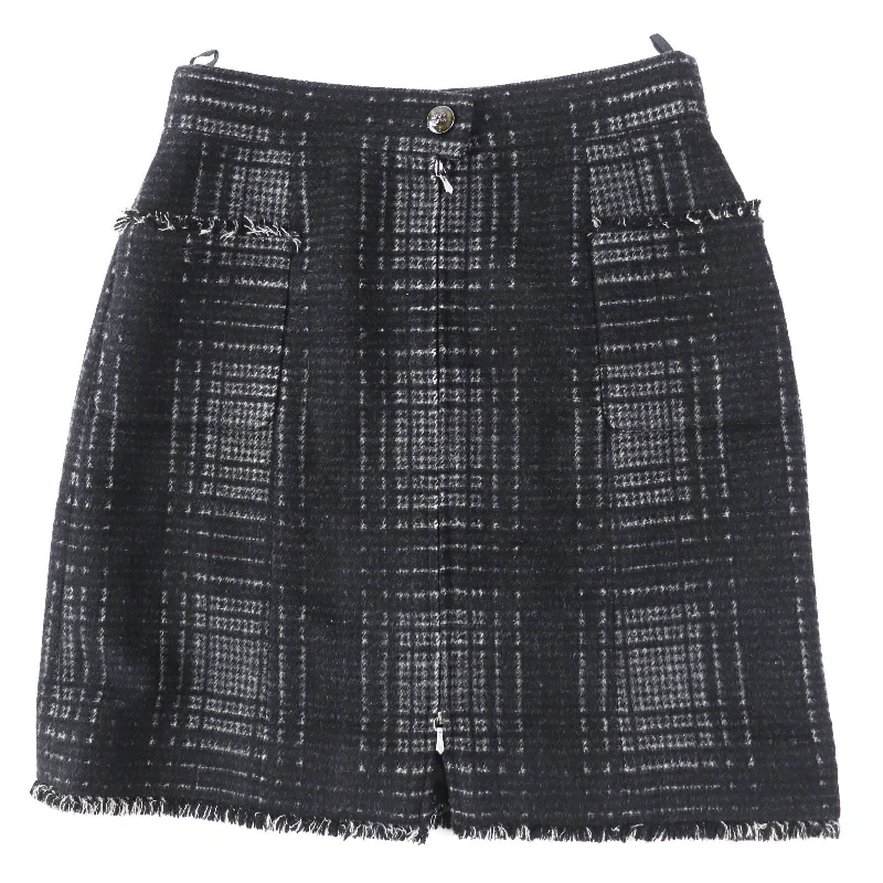 Chanel Wool Polyester COCO Mark Check Skirt