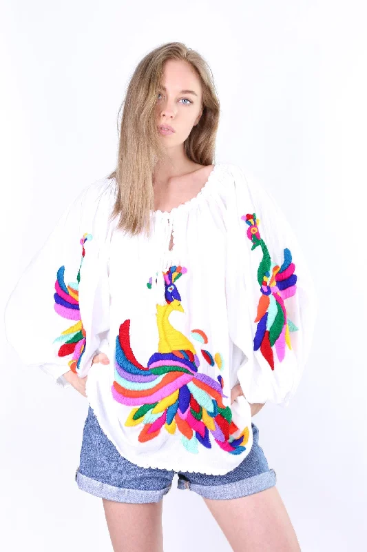 HAND EMBROIDERED PEACOCK TOP ROSALIE