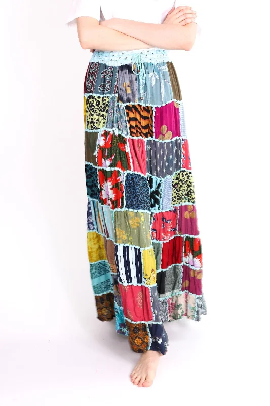 PATCHWORK EMBROIDERED STITCH SKIRT BETTINA