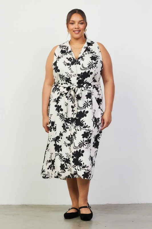 Pure Imagination Curvy Jacquard Print Midi Dress