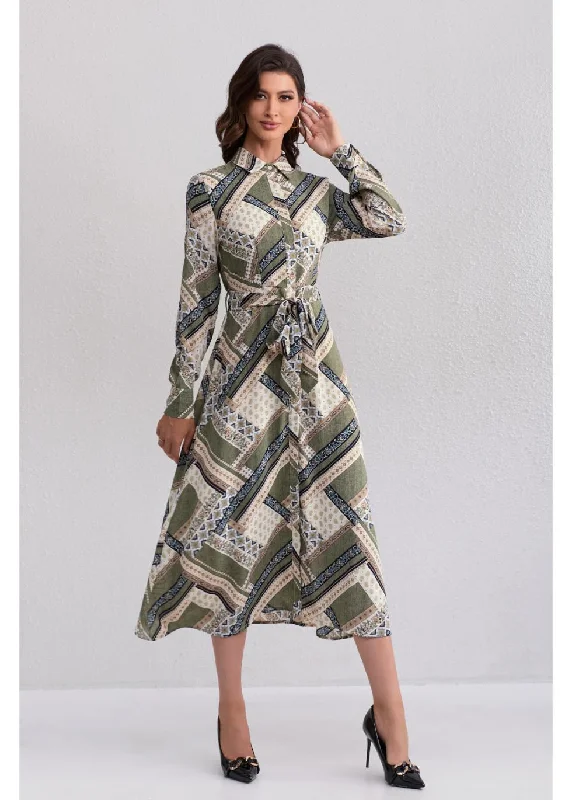 Autumn Mosaic Midi Dress