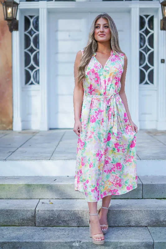 Clara Floral Sleeveless Midi Dress - FINAL SALE