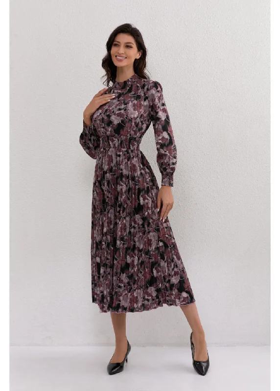 Mauve Floral Midi Dress