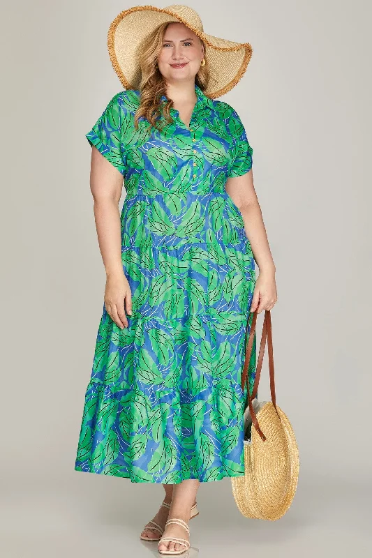 Island Sensation Print Curvy Midi Dress