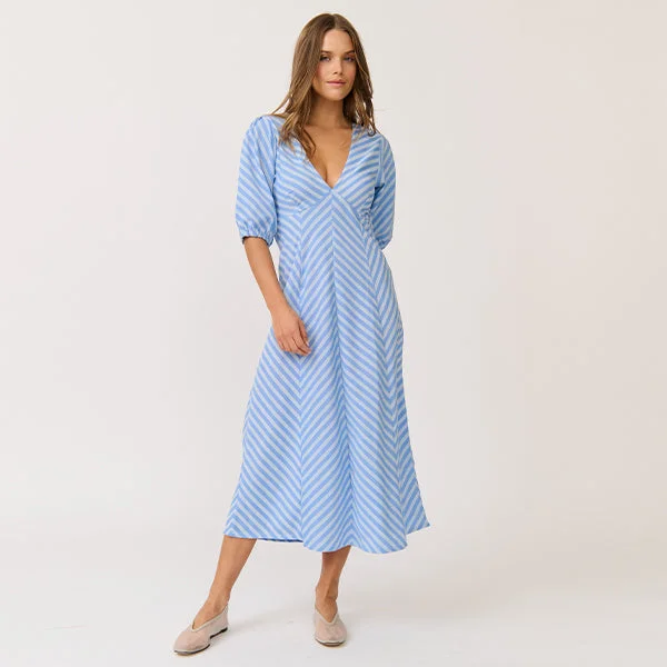 Roza Midi Stripe Dress - Ocean Stripe