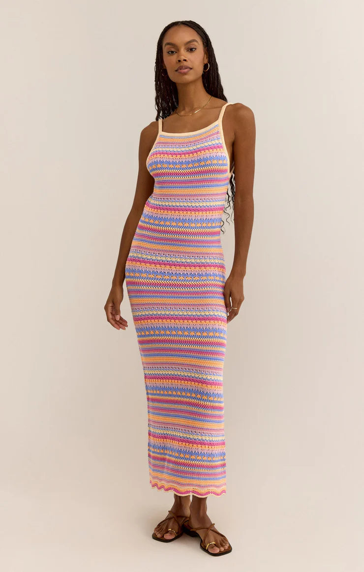 Santa Cruz Stripe Midi Dress - Raspberry Sorbet - FINAL SALE