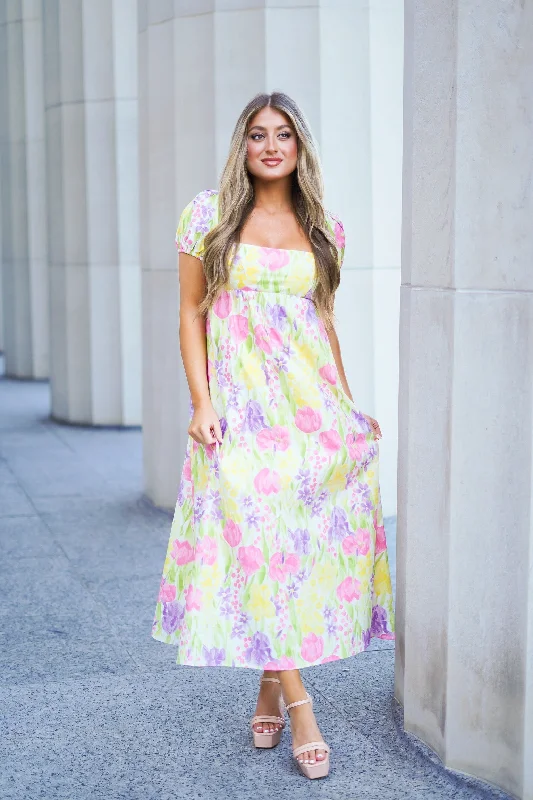 Smitten Midi Floral Printed Dress - FINAL SALE