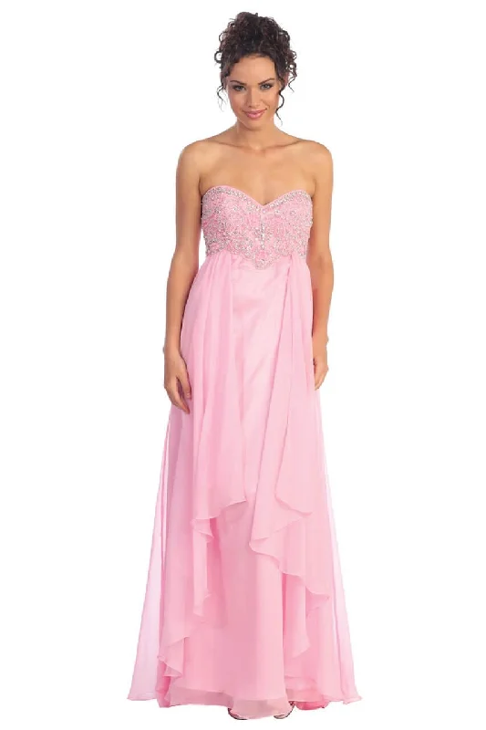 Long Formal Strapless Chiffon Prom Dress