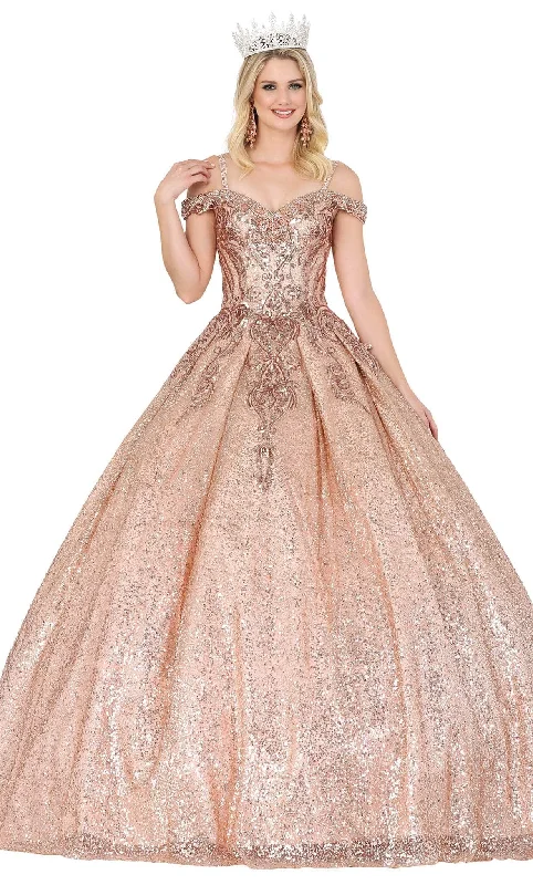 Dancing Queen 1515 - Cold Shoulder Sequin Ballgown