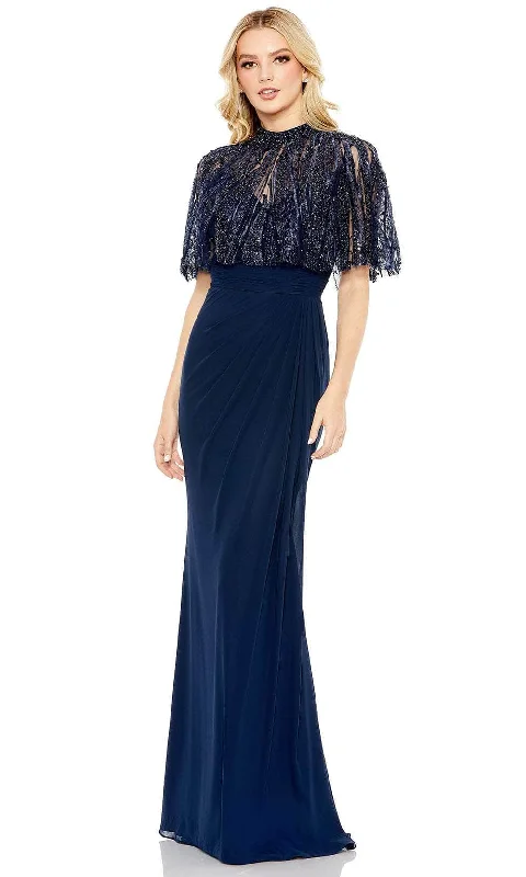 Mac Duggal A20467 - Embellished Cape Sleeve Ruched Evening Dress