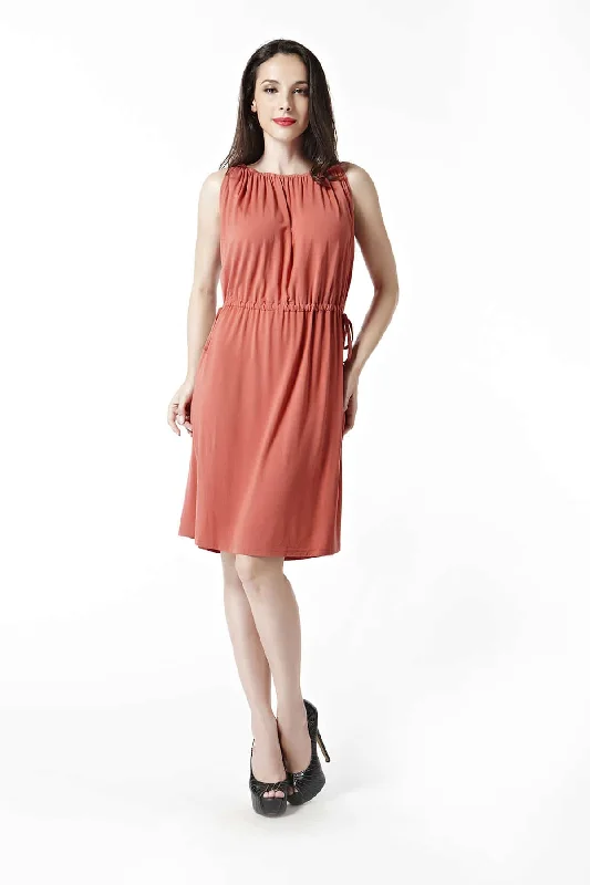 Bamboo Natural Fabric Scoop Neck Tunic Dress