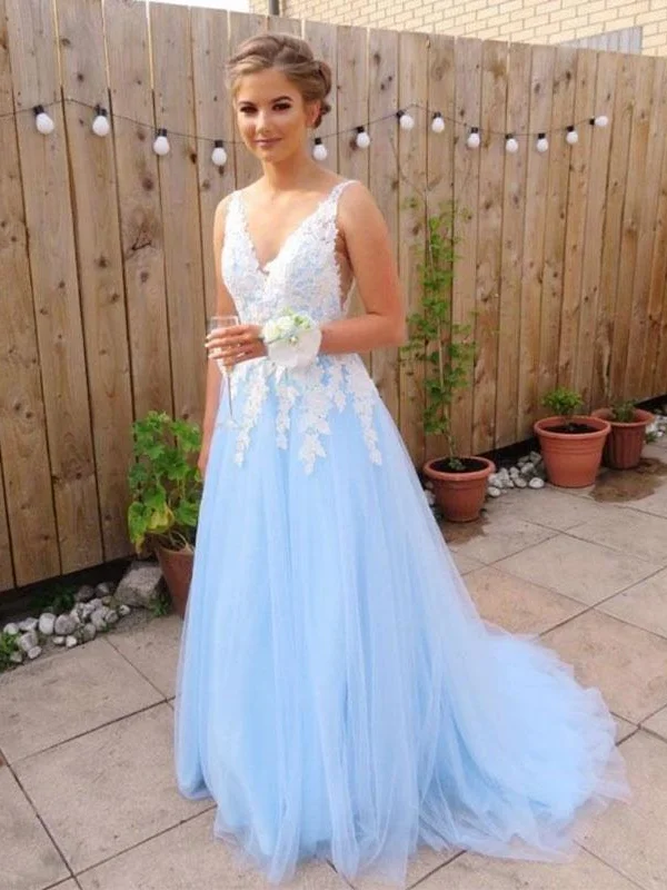 Beautiful Prom Dresses with Straps V-neck Aline Open Back Prom Dress JKL1551