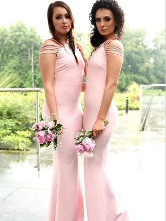 Bridesmaid Dresses Sheath/Column Off-the-shoulder Bridesmaid Dresses #JKB008