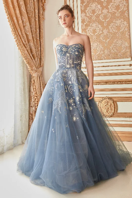 Celestial Couture: Enchanting Strapless Gown for Unforgettable Moments