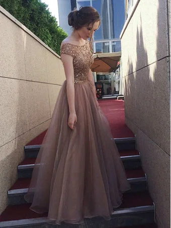 Charming Prom Dresses A-line Floor-length Sparkly Organza Open Back Prom Dress JKL1149