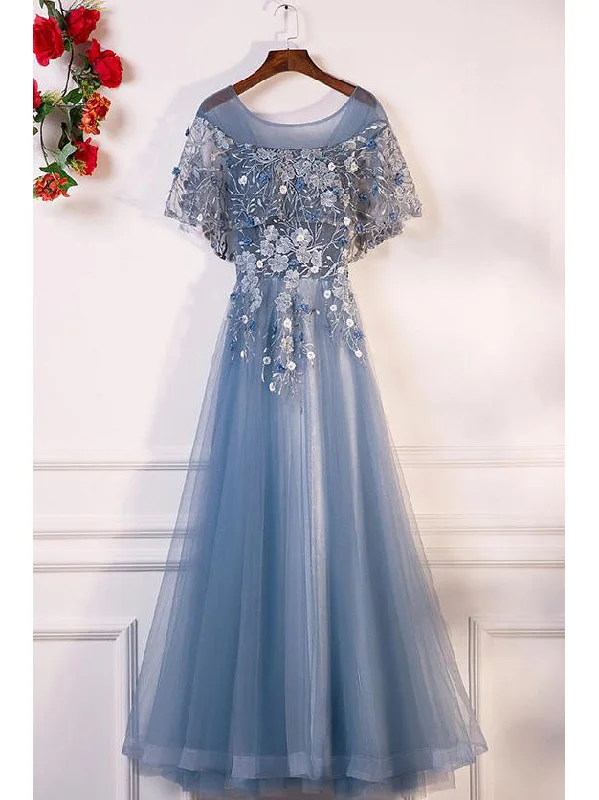 Chic Prom Dresses A-line Floor-length Appliques Prom Dress/Evening Dress JKL393