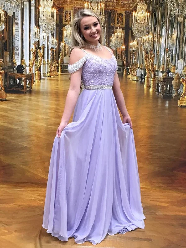 Chic Prom Dresses A-line Spaghetti Straps Lilac Prom Dress JKL1038