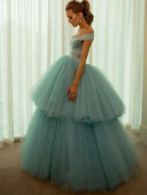 Chic Prom Dresses Off-the-shoulder Floor-length Ball Gown Prom Dress/Evening Dress JKL378