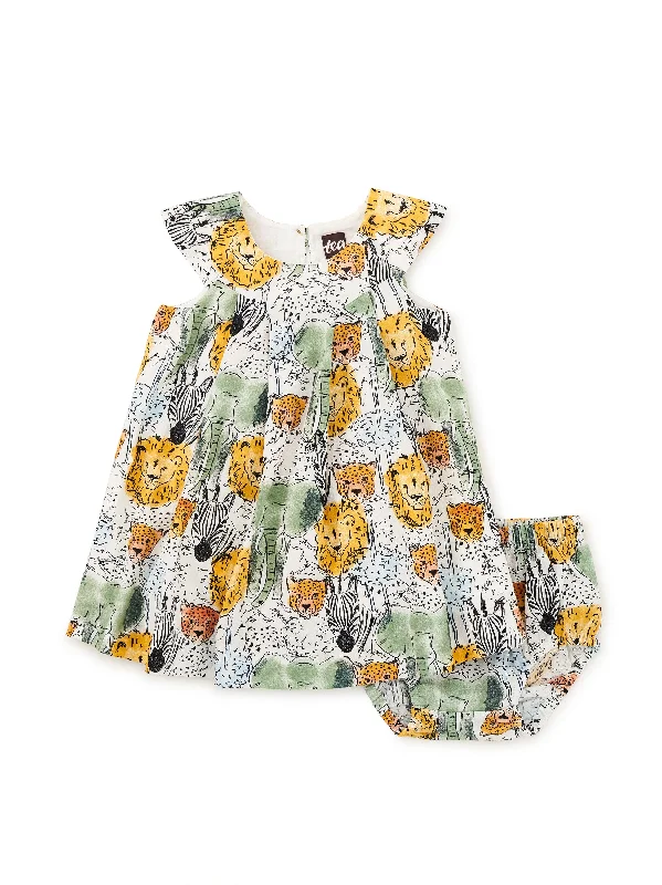 A-Line Baby Dress -Safari Toile