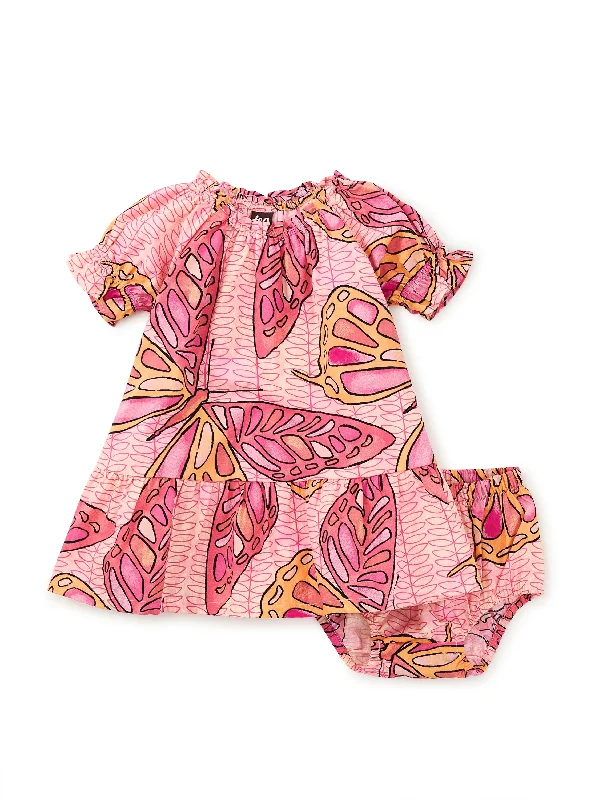 Puff Sleeve Baby Dress Set - Batik Butterfly