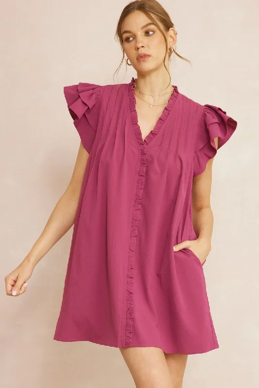 Entro Flutter V neck dress