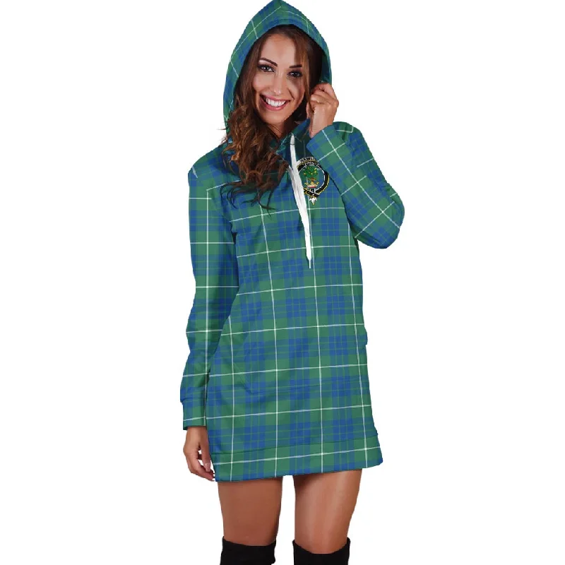 Hamilton Hunting Ancient Tartan Hoodie Dress with Family Crest