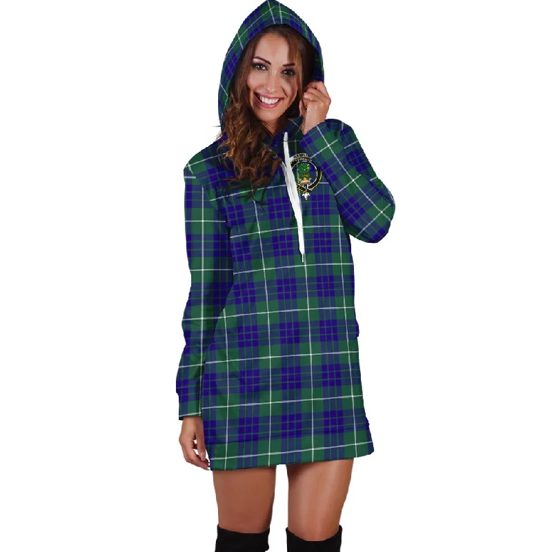 Hamilton Hunting Modern Tartan Hoodie Dress with Family Crest