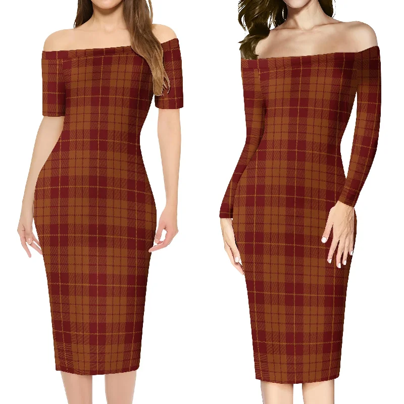 Hamilton Red Tartan Off Shoulder Lady Dress