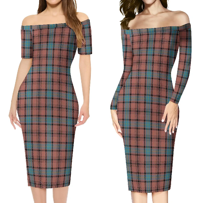 Hannay Dress Tartan Off Shoulder Lady Dress