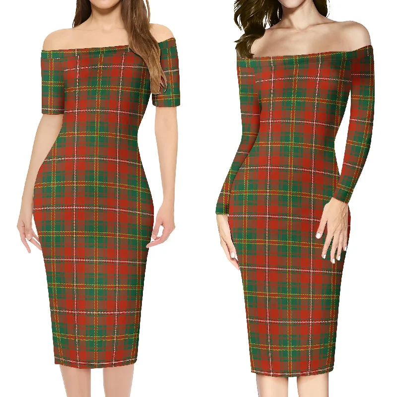 Hay Ancient Tartan Off Shoulder Lady Dress