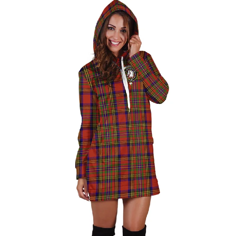 Hepburn Tartan Hoodie Dress with Family Crest