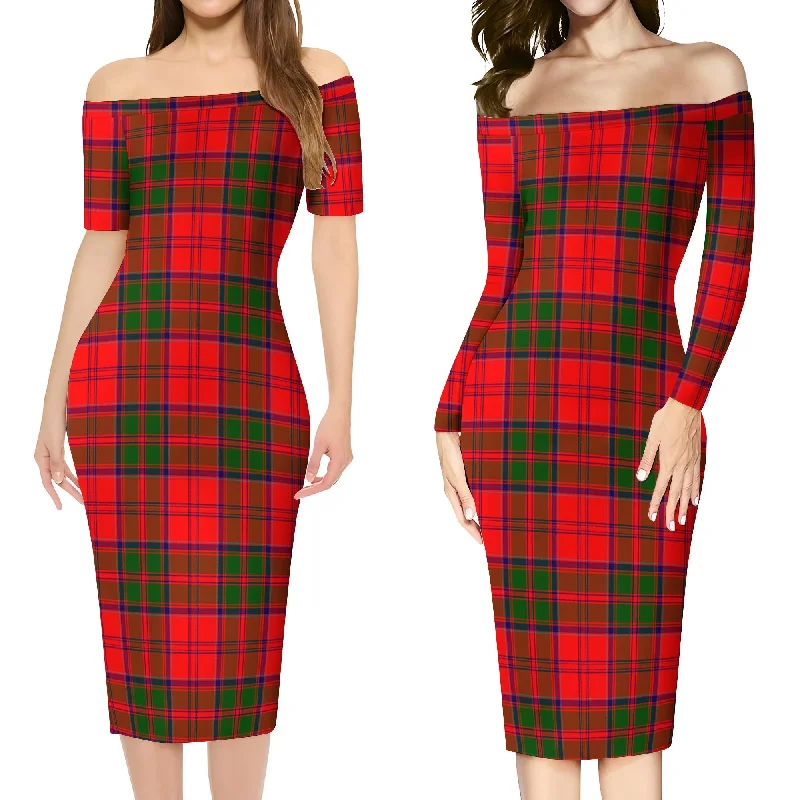 Heron Tartan Off Shoulder Lady Dress